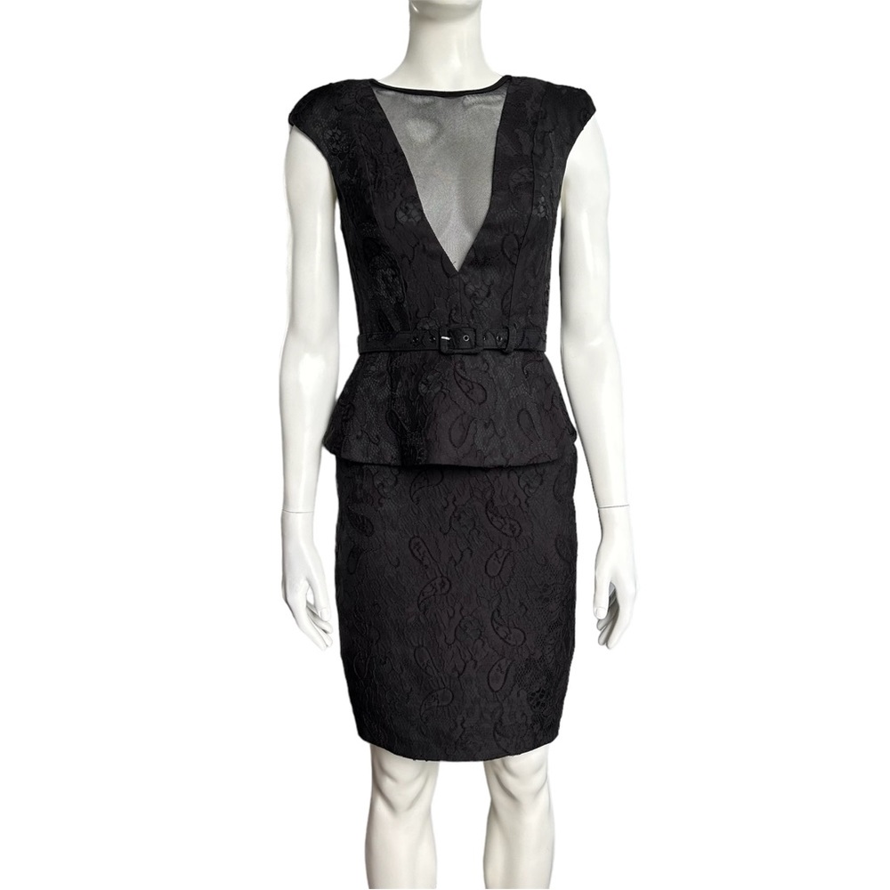 Eva Franco Black Peplum Dress 2 Retail ~$400